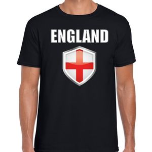 Engeland landen supporter t-shirt met Engelse vlag schild zwart heren 2XL  -