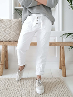 Cotton-Blend Casual Solid Pants
