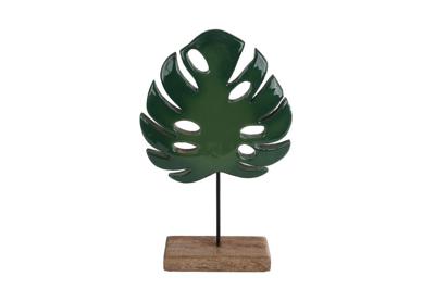 Sculptuur Monstera groen/naturel mango