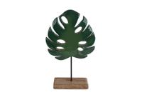 Sculptuur Monstera groen/naturel mango