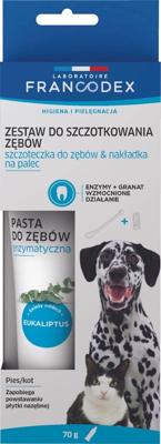 FRANCODEX Tandenborstel en tandpasta voor hond en kat - 70 g