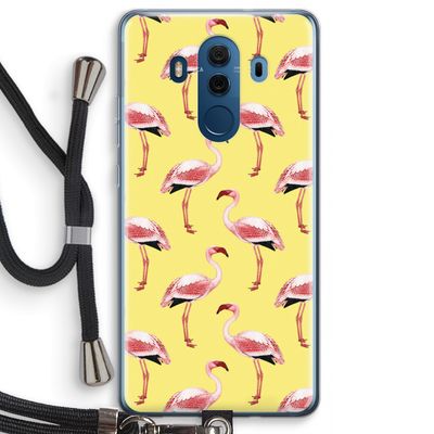 Flamingo's geel: Huawei Mate 10 Pro Transparant Hoesje met koord