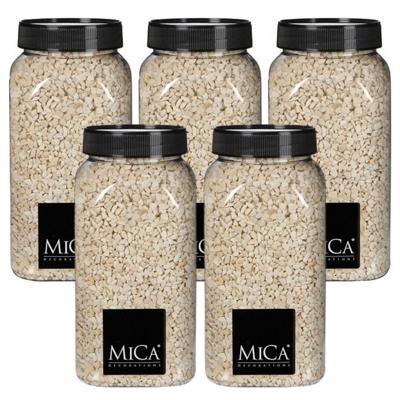 Mica Decorations decoratie stenen/granulaat - 5x - 650ml - creme - hobby steentjes