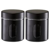 Zeller Voorraadpot/blik met venster - 2x - zwart - 600 ml - glas/metaal
