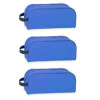 Schoenentas/reistas - 3x stuks - blauw - 8 liter - 35 x 16 x 15 cm - Reis opbergtas voor een paar sc