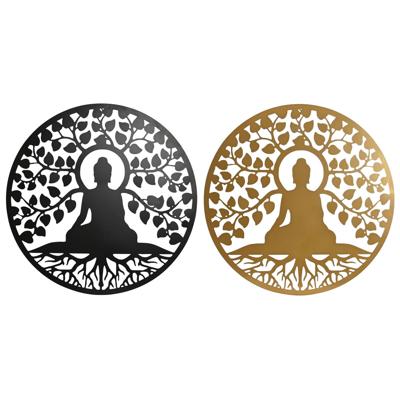 Wanddecoratie Home ESPRIT Zwart Gouden Boeddha Orientaals 100 x 1 x 100 cm (2 Stuks)