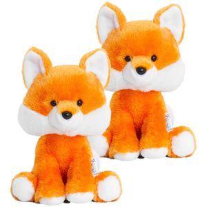 2x stuks keel Toys oranje pluche Vos knuffel 14 cm