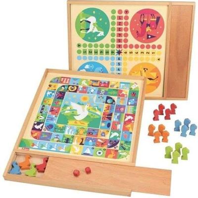 JEUJURA Ganzen- en kleine paarden - Dienblad met houten etui