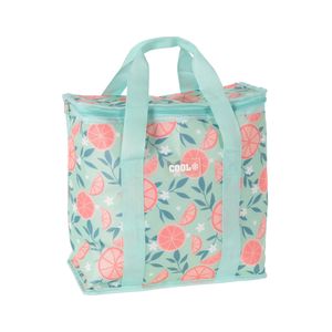 Medium size koeltas voor lunch Hawaii fruit thema groen/creme 34 x 16 x 36 cm 16 liter - Koeltas