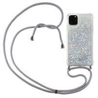 Lunso iPhone 12 Pro Max - Backcover hoes met koord - Glitter Zilver