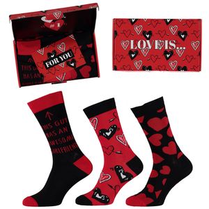Apollo Valentijn Cadeau Sokken Giftbox Hearts Heren met gratis wenskaart