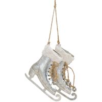 2x Kerstboomversiering schaats ornamenten zilver 14 cm   - - thumbnail