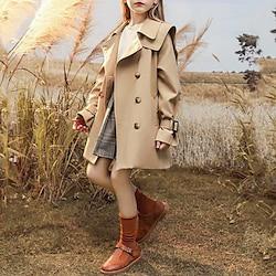 Voor meisjes 3D Effen Kleur Trenchcoat Jas Overkleding Lange mouw Lente Herfst Streetwear Sport Basic Polyester Kinderen 4-12 jaar Dagelijks Vakantie Normale pasvorm Lightinthebox