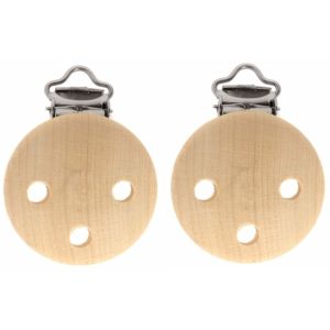 2x stuks houten speenkoord/wagenspanner clip naturel 35 mm