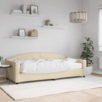 Slaapbank met matras 90x200 cm stof crèmekleurig