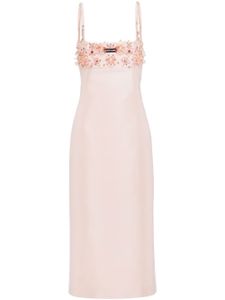 Miu Miu robe mi-longue à fleurs strassées - Rose