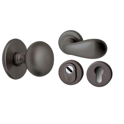 Hardbrass Voordeurset Iris/Olympia 3-delig linkswijzend - PVD gun metal