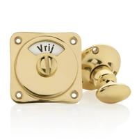 De Oude Deurklink Klassieke WC draaiknop vrij-bezet messing gelakt rond