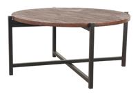 LABEL51 Ronde Salontafel 'Dox' Mangohout en zwart metaal, 70cm