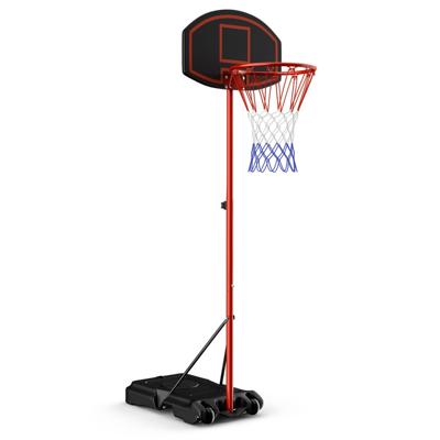Basketbalstandaard 158 - 218 cm in Hoogte Verstelbare Basketbalring met Standaard Zwart + Rood
