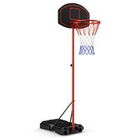 Basketbalstandaard 158 - 218 cm in Hoogte Verstelbare Basketbalring met Standaard Zwart + Rood
