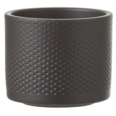 Mica Decorations Bloempot - antraciet - relief - keramiek - D28 x H26 cm - plantenpotten binnen