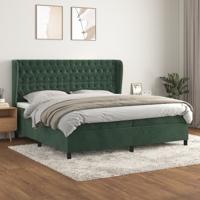 Boxspring met matras fluweel donkergroen 200x200 cm