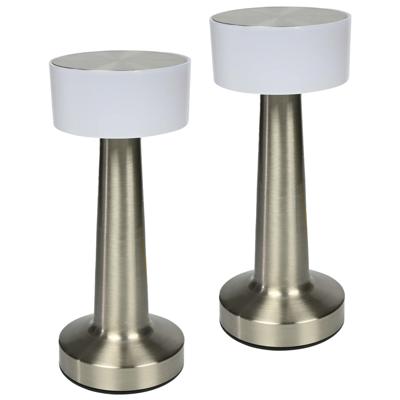 Benson LED tafellamp oplaadbaar - 2x - zilver - aanraaksensor - metaal - 21 cm
