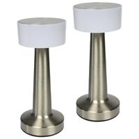 Benson LED tafellamp oplaadbaar - 2x - zilver - aanraaksensor - metaal - 21 cm Benson LED tafellamp oplaadbaar - 2x - zilver - aanraaksensor - metaal - 21 cm