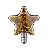 Edison Vintage LED lamp E27 LED filament lichtbron, 3D, Star 14/4/17cm, Veelkleurig, Retro LED lamp 4W 20lm 2200K, warm wit licht, geschikt voor E27 fitting