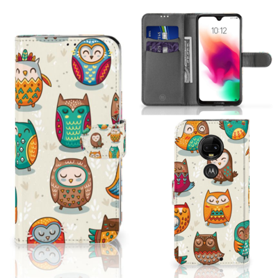 Motorola Moto G7 | G7 Plus | Telefoonhoesje | Met pasjeshouder | Vrolijke Uilen