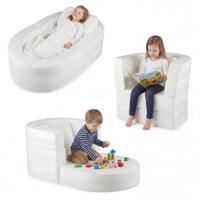 3-In-1 Slaapbank voor Kinderen Alles-in-Eén Opvouwbaar Bed voor Peuters met Wasbare Hoezen met Ritssluiting Schuimvulling Wit