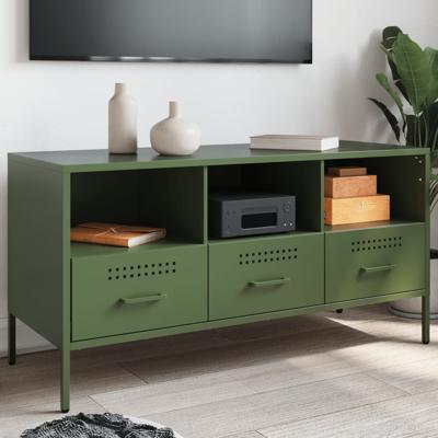 Tv-meubel 100,5x39x50,5 cm staal olijfgroen