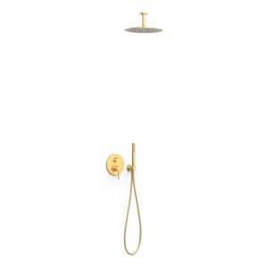 Regendouche set Tres Study | Inbouw | Mengkraan | 2-weg | Rond | 24k Goud mat