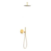 Regendouche set Tres Study | Inbouw | Mengkraan | 2-weg | Rond | 24k Goud mat