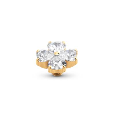 Melano Twisted Heart Clover Steentje Crystal | Goud