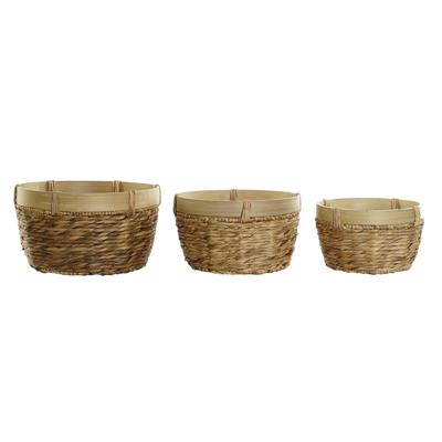 Mandenset DKD Home Decor Bruin Natuurlijk Bamboe Russen Tropisch 40 x 40 x 23 cm 3 Onderdelen