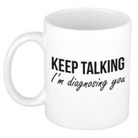 Keep talking diagnosing kado mok / beker wit - Psychologie geslaagd / afstudeer cadeau - thumbnail