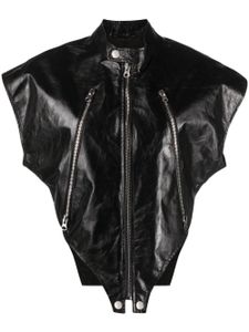 MM6 Maison Margiela veste en cuir à manches courtes - Noir