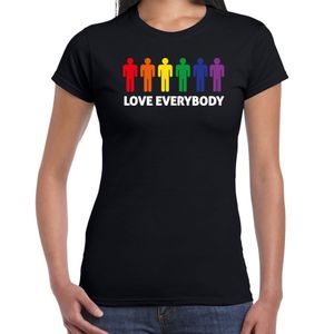 Bellatio Decorations Gay Pride shirt - love everybody - regenboog - dames - zwart 2XL  -