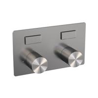 Brauer Brushed Carving - 2 weg - Inbouwthermostaat - Drukknoppen - In/afbouwdelen - RVS Geborsteld PVD