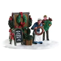 Lemax handmade wreaths kerstdorp tafereel Caddington Village 2018