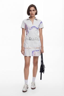 Korte jurk met riem - WHITE - XL