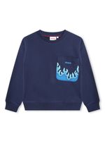 HUGO KIDS sweat à imprimé flammes - Bleu - thumbnail