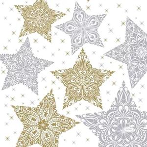 Duni Servetten Snowstars White 24 X 24 Cm