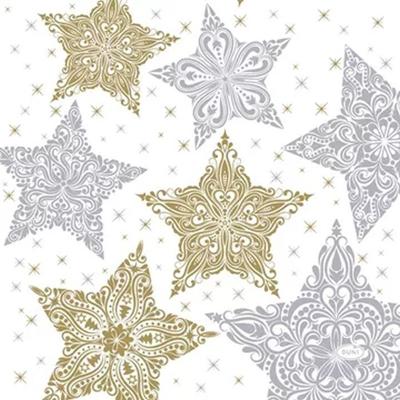 Duni Servetten Snowstars White 24 X 24 Cm