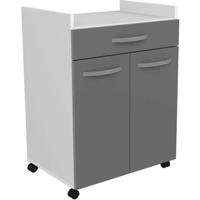 Carrello OSLO 60 cm - 1 cassetto e 1 anta - L 60 x P 44 x H 81 cm - Colore grigio lucido - EKIPA