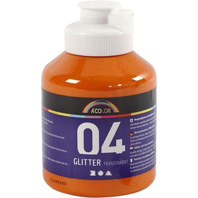 Creativ Company Acrylverf met glitters, oranje, 500 ml/ 1 fles