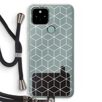 Zwart-witte kubussen: Pixel 5 Transparant Hoesje met koord