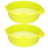 Plasticforte keuken vergiet - 2x - groen - 27 x 23 x 9 cm - Laag model - kunststof - keuken accessoi